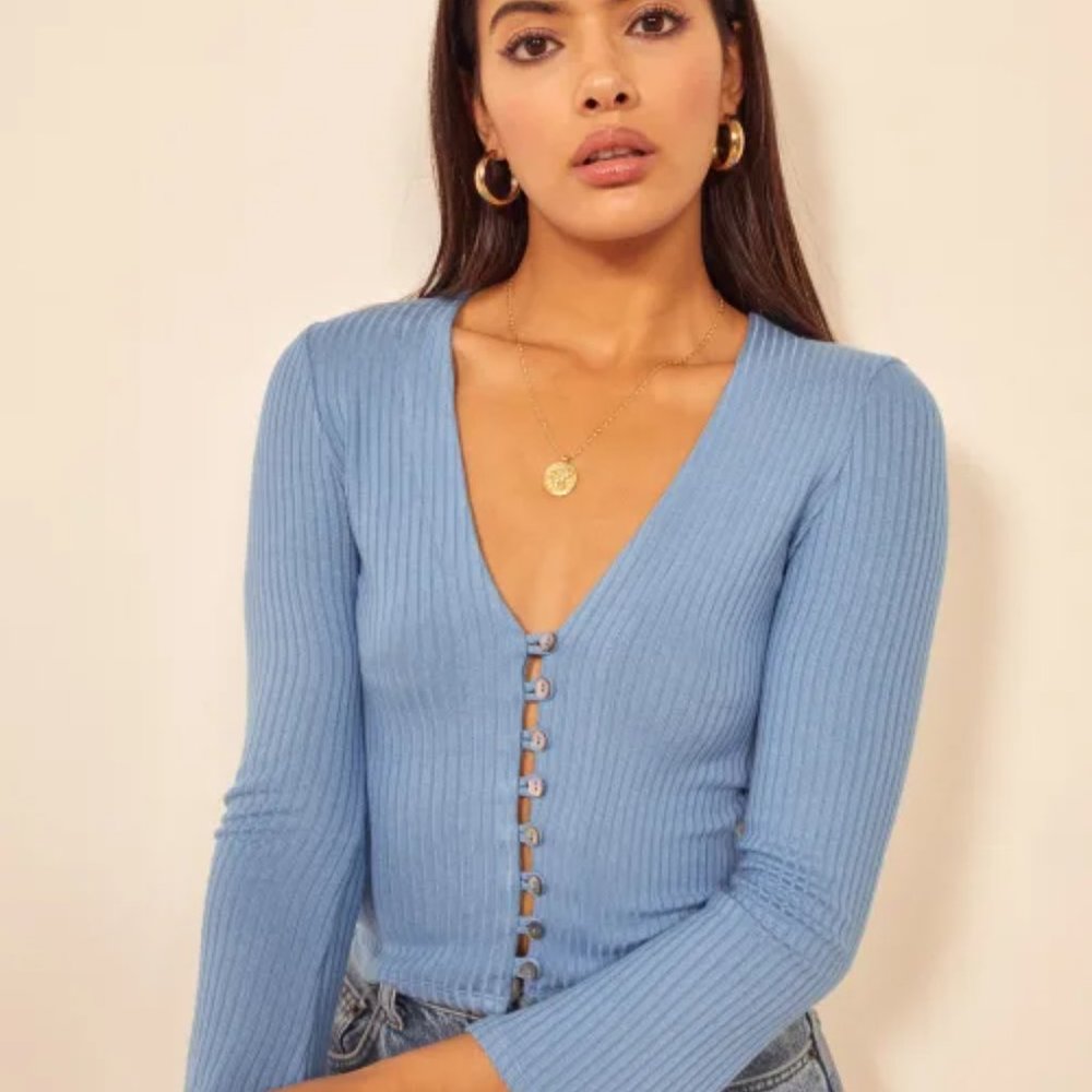 Reformation Gellar Top in Parisian Blue